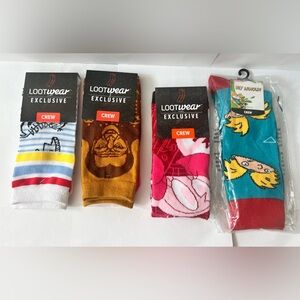 Lootwear Exclusive Socks Lot - Napoleon Dynamite, Ghostbusters II, Hey Arnold